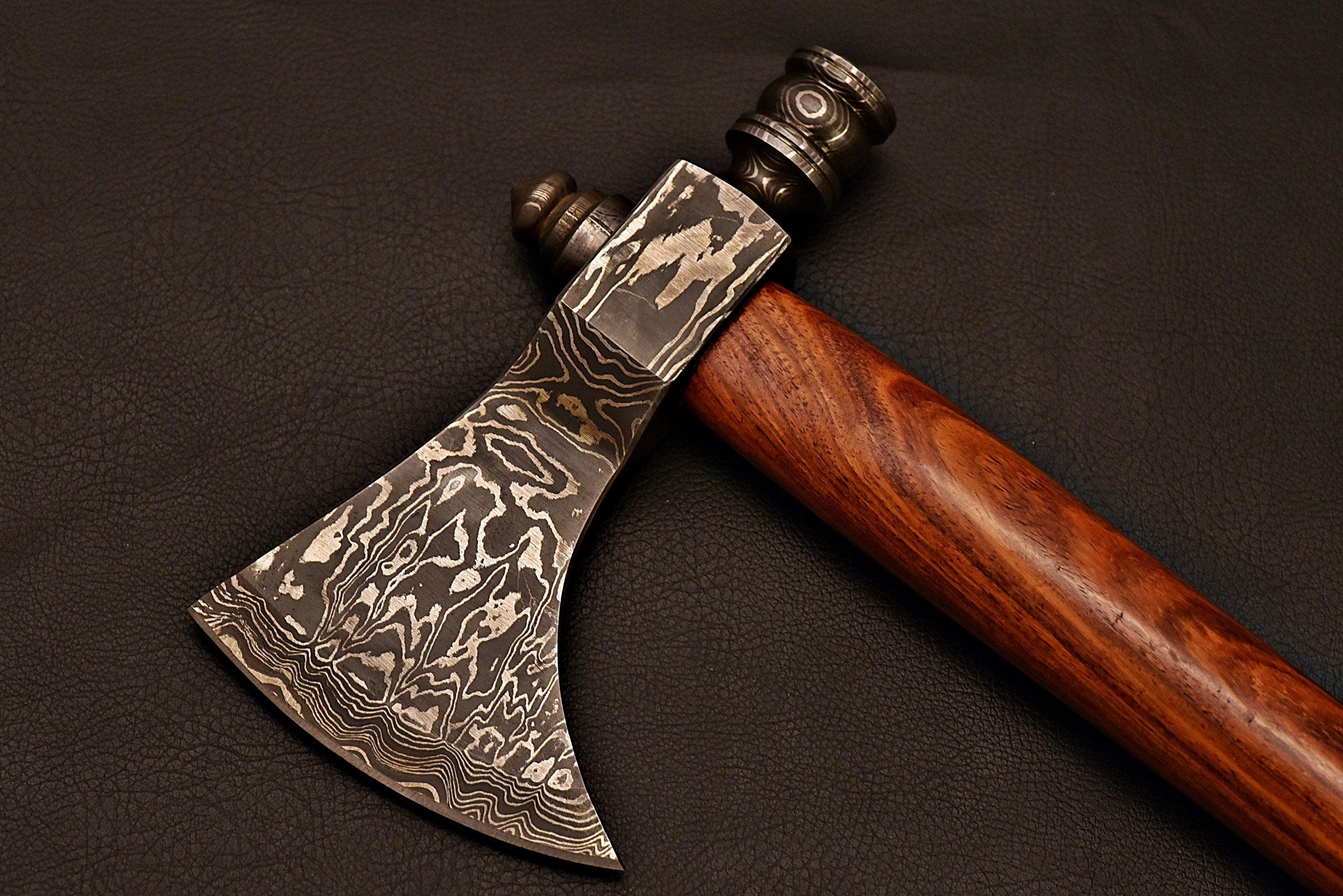 Handmade Damascus Steel Tomahawk / SK Axe with Rose wood Handle
