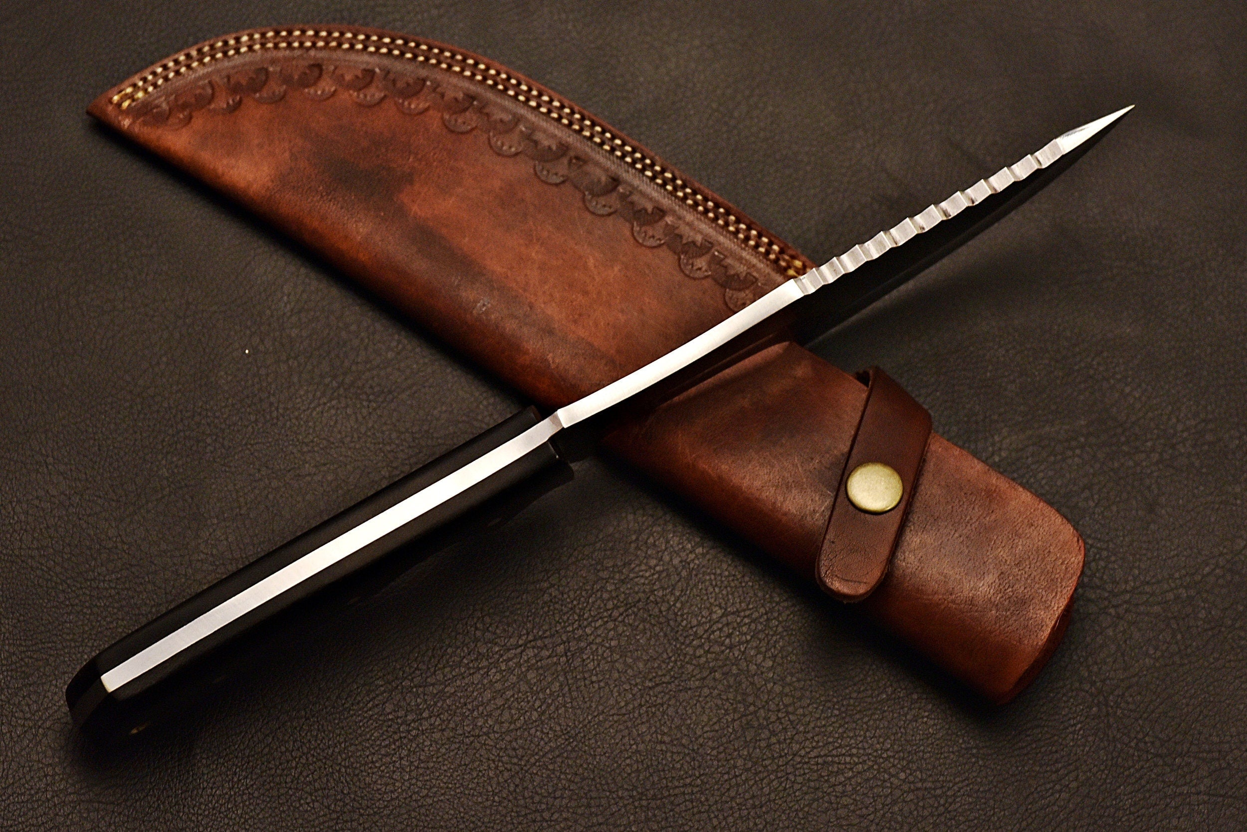 Handmade Tracker Knife 1095 Steel With Leather Sheath