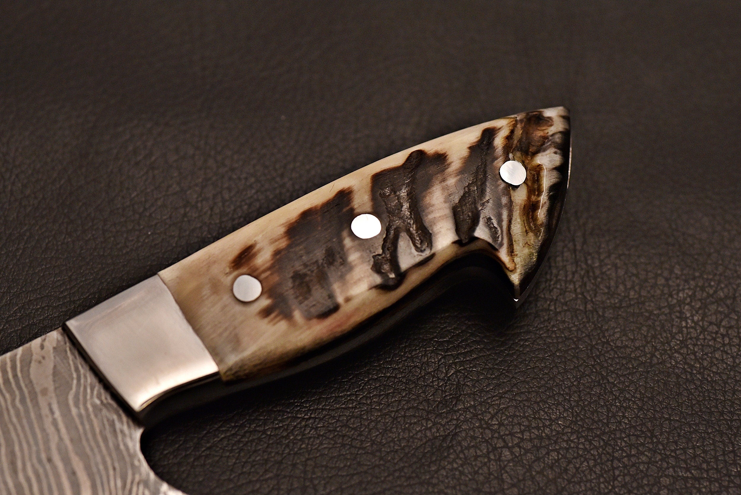 Handmade Damascus Chef knife with ram horn handle