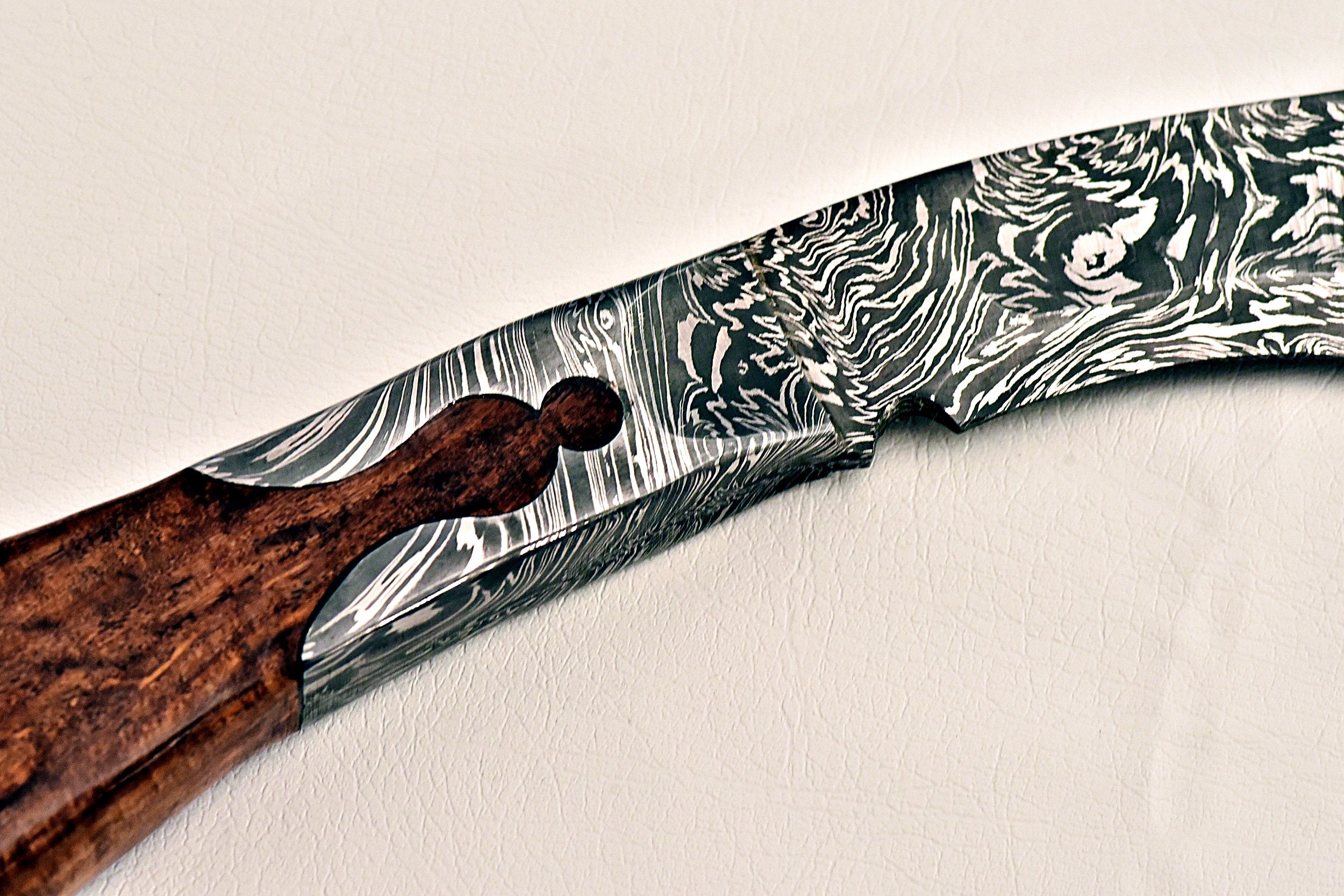 Handmade Damascus steel Kukri knife with Rose wood