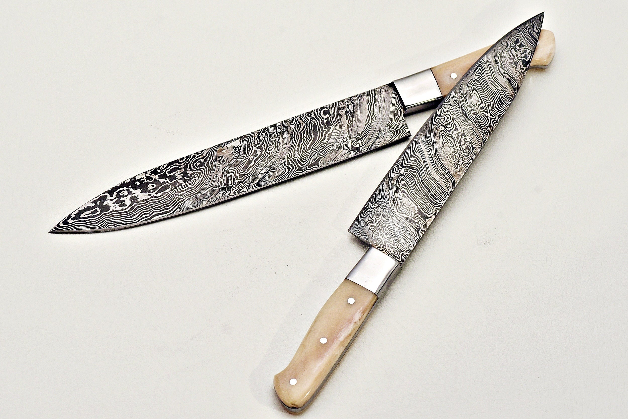 Handmade Damascus Chef Knife / Kitchen Knife / Dining Knife / Knife Set / Roll Bag