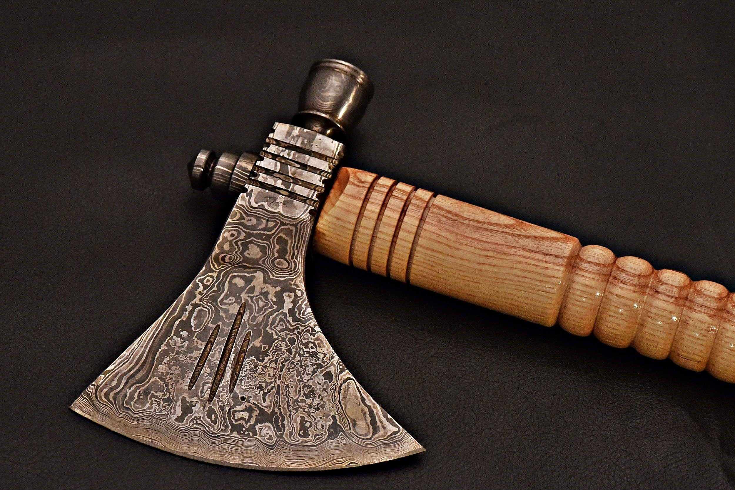 Handmade Damascus Steel Tomahawk / SK Axe with Oil Wood Handle