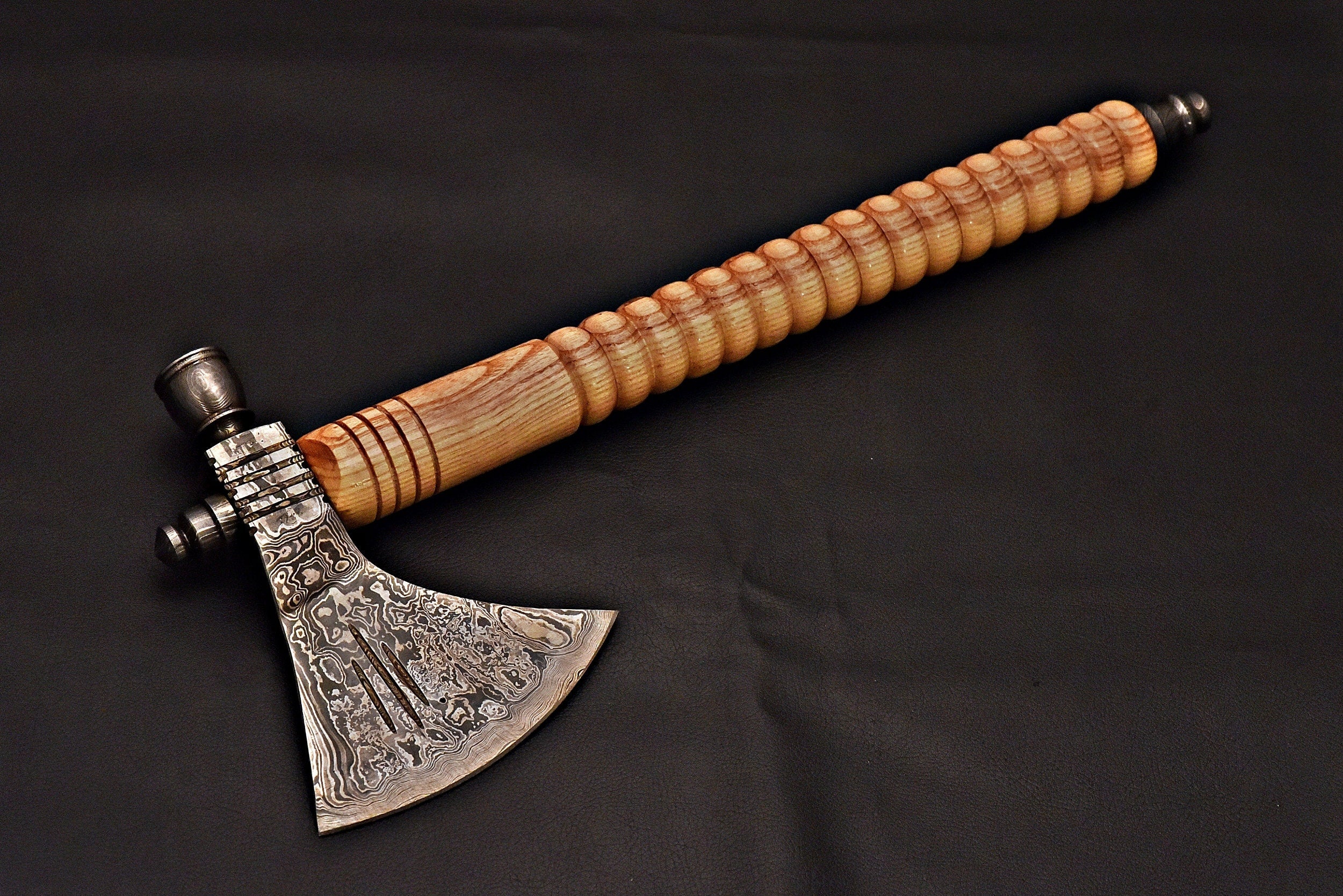 Handmade Damascus Steel Tomahawk / SK Axe with Oil Wood Handle