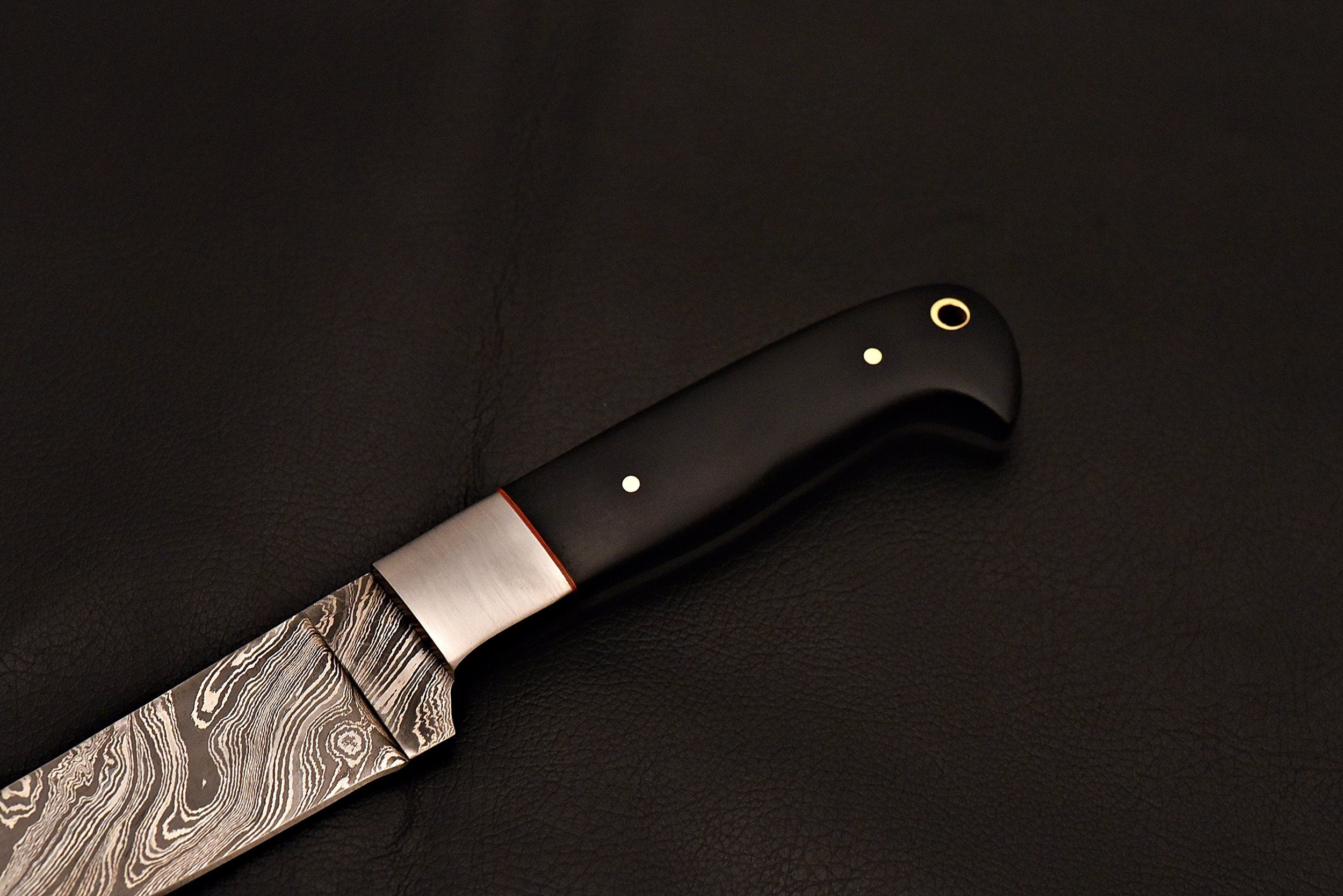Handmade Damascus Chief Knife with Leather Sheath