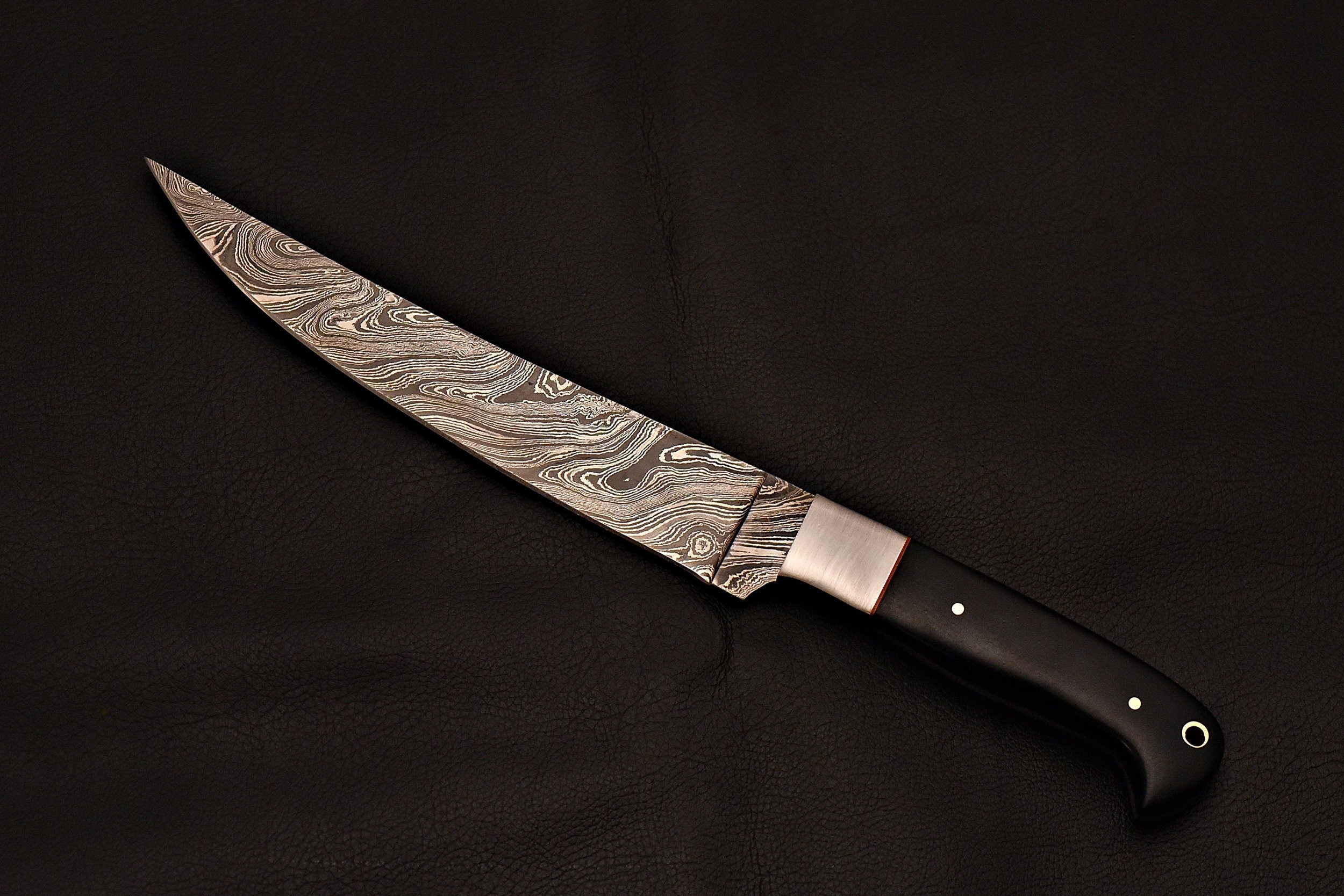 Handmade Damascus Chief Knife with Leather Sheath