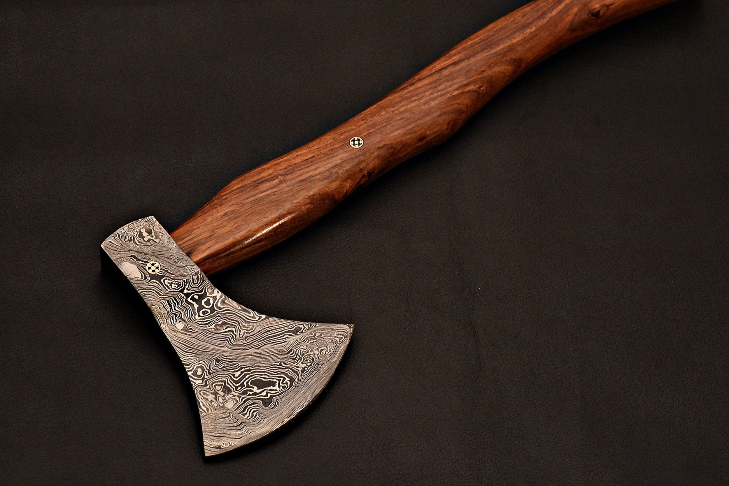Handmade Damascus Steel Tomahawk / Hatchet Axe With Rose Wood