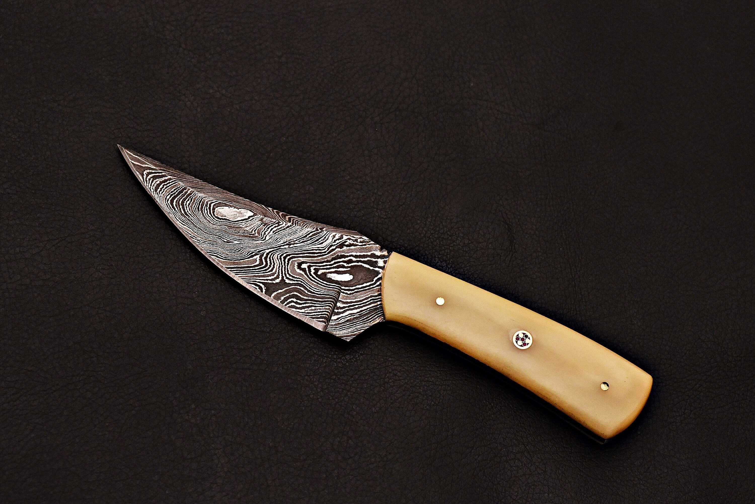 Handmade Damascus Skinning Knife/ Everyday Carry Knife / Christmas special Gift With Leather Sheath