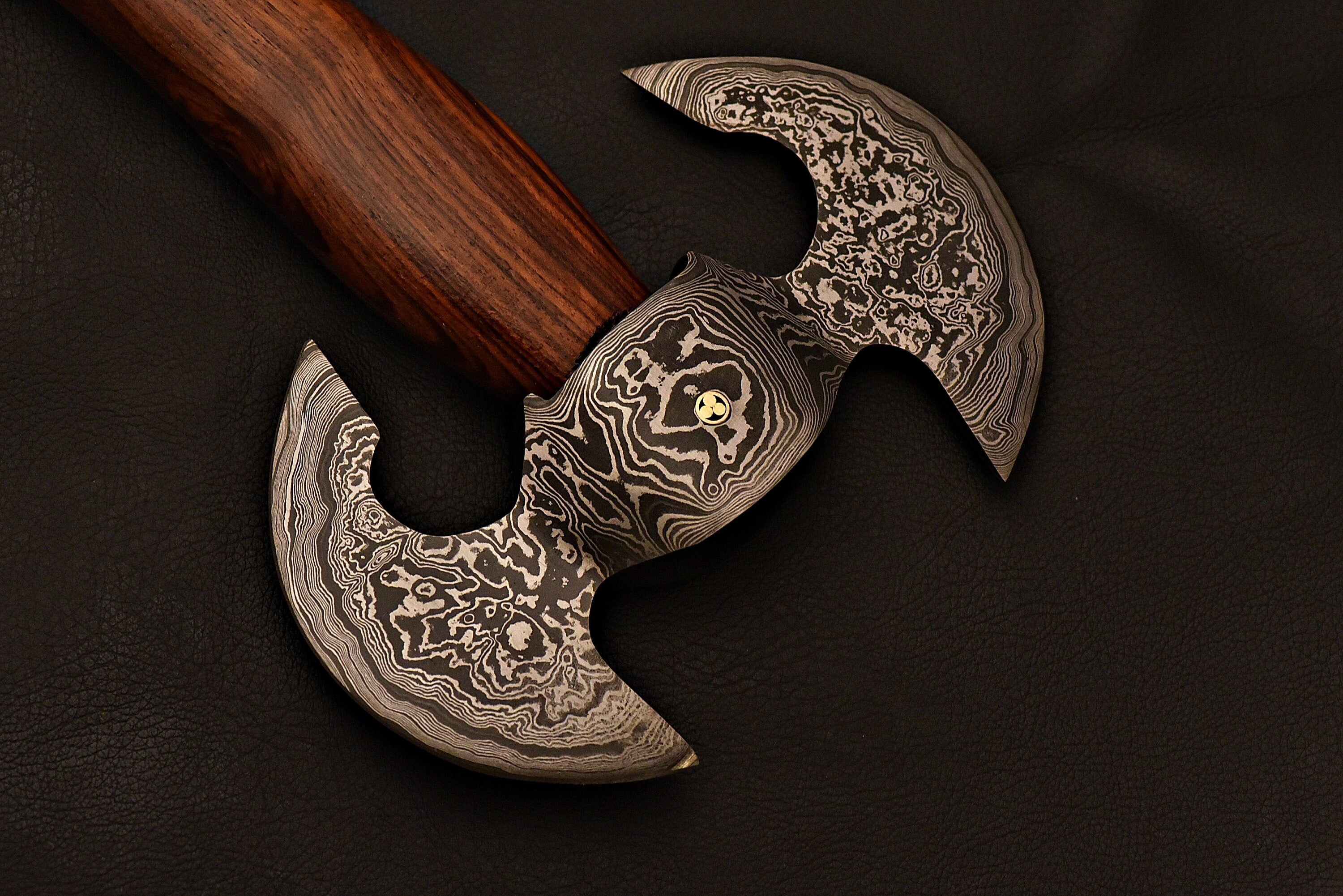 Handmade Damascus Steel Tomahawk / Hatchet / Double Edge Axe / Axe with Rose Wood