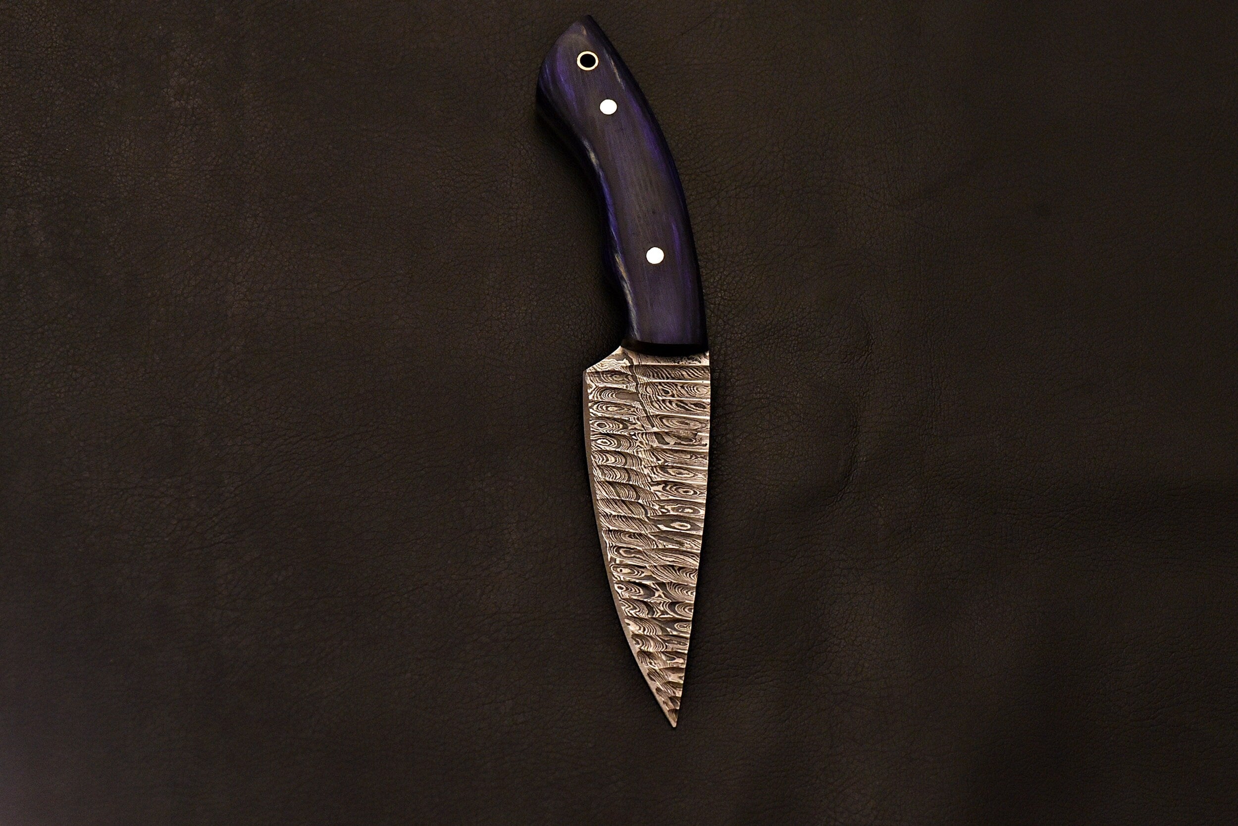 Handmade Damascus Skinning Knife/ Everyday Carry Knife With Leather Sheath