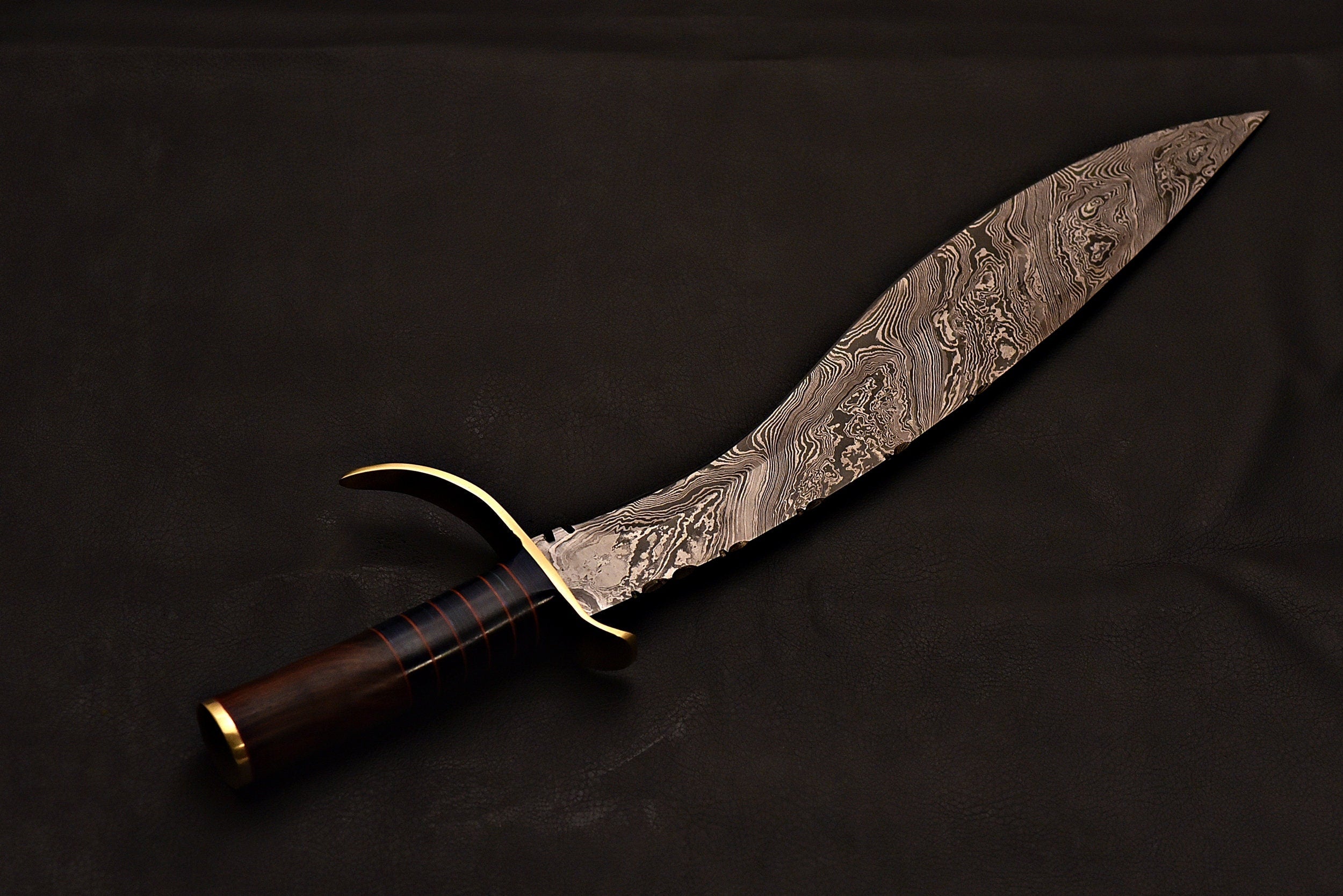 Handmade Damascus Kukri Knife With Leather Sheath