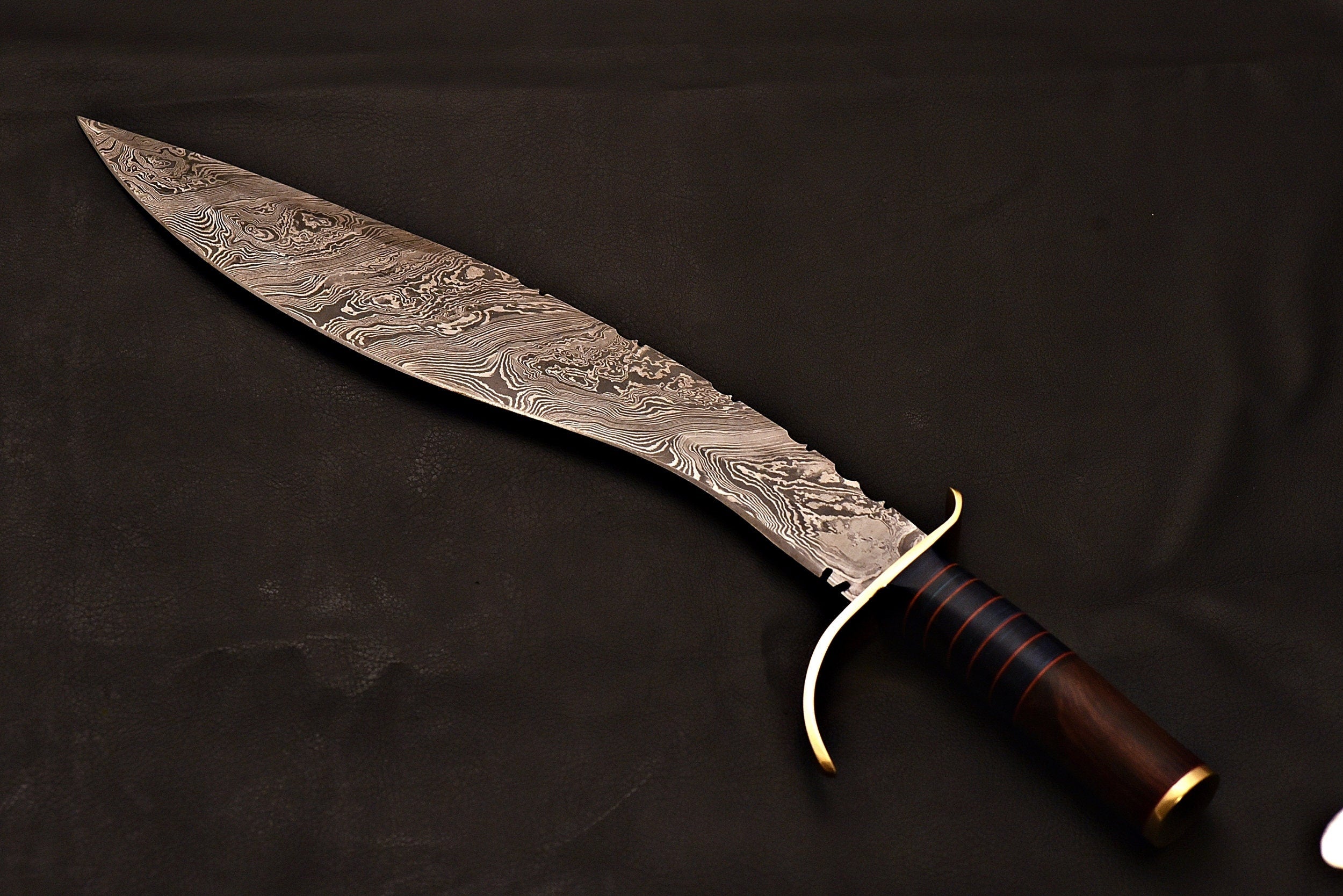 Handmade Damascus Kukri Knife With Leather Sheath