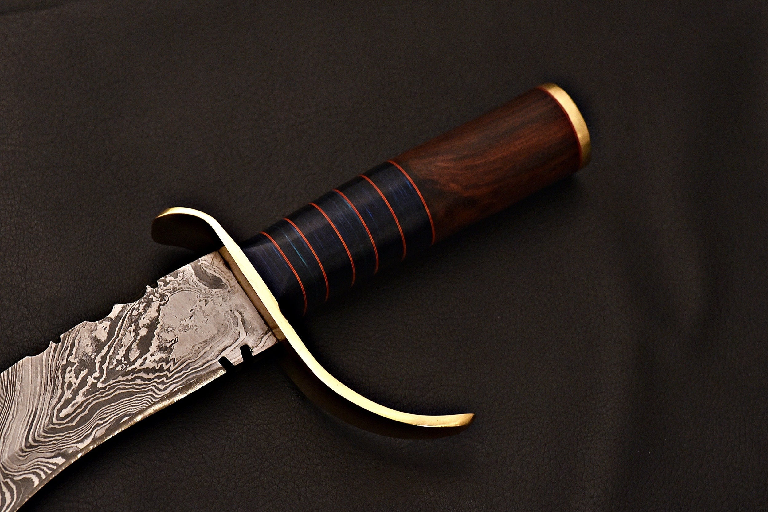 Handmade Damascus Kukri Knife With Leather Sheath