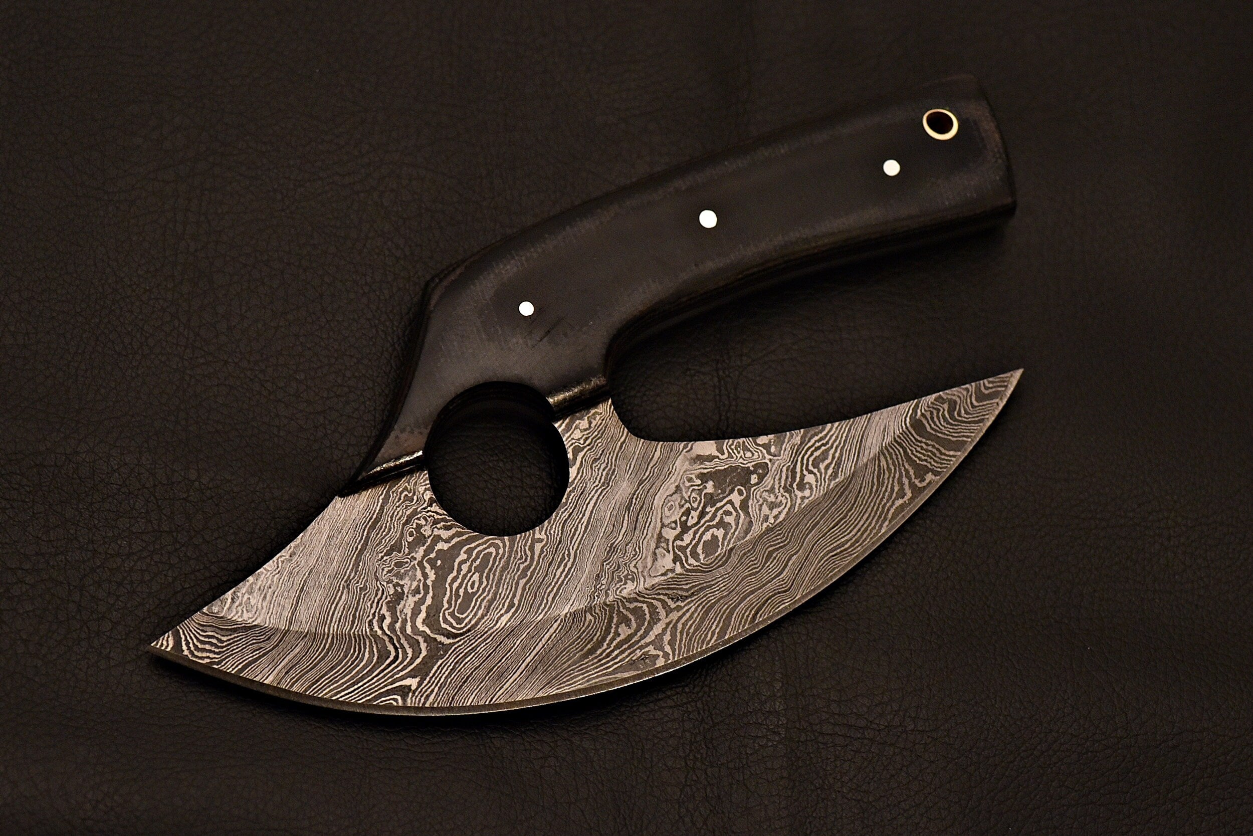 Handmade Damascus Steel Ulu Knife With Micarta Handle