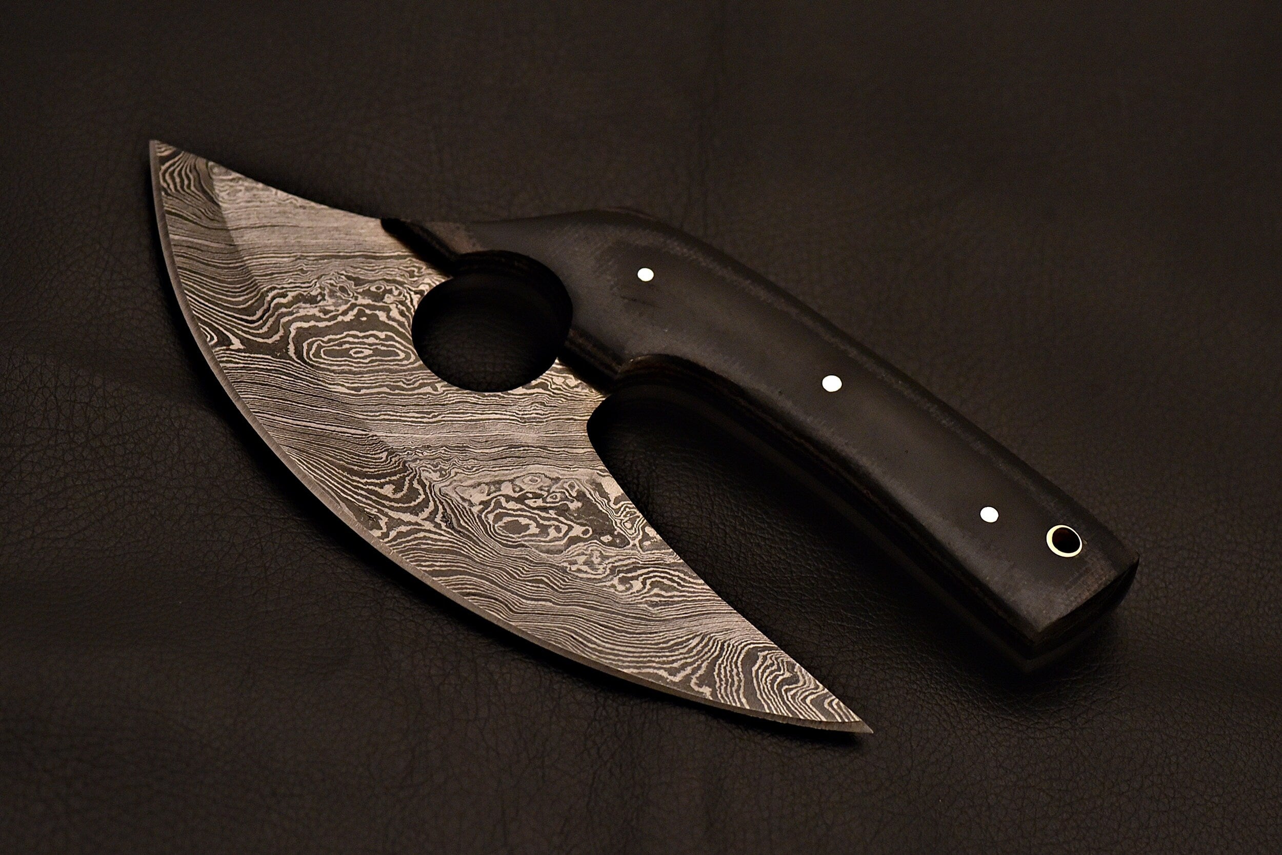 Handmade Damascus Steel Ulu Knife With Micarta Handle