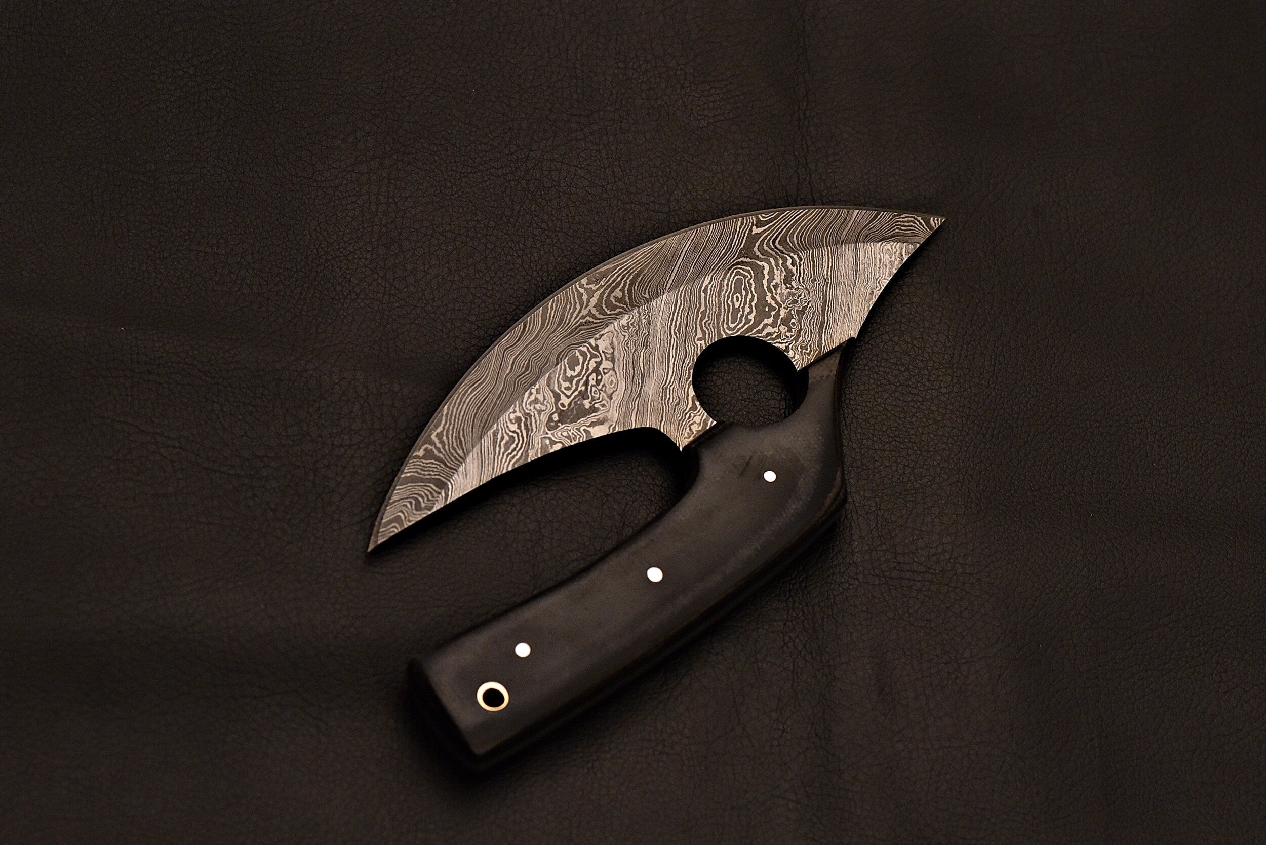 Handmade Damascus Steel Ulu Knife With Micarta Handle