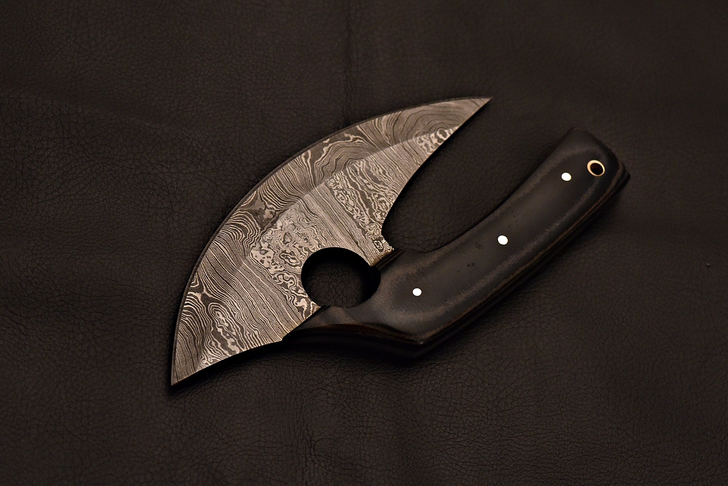 Handmade Damascus Steel Ulu Knife With Micarta Handle
