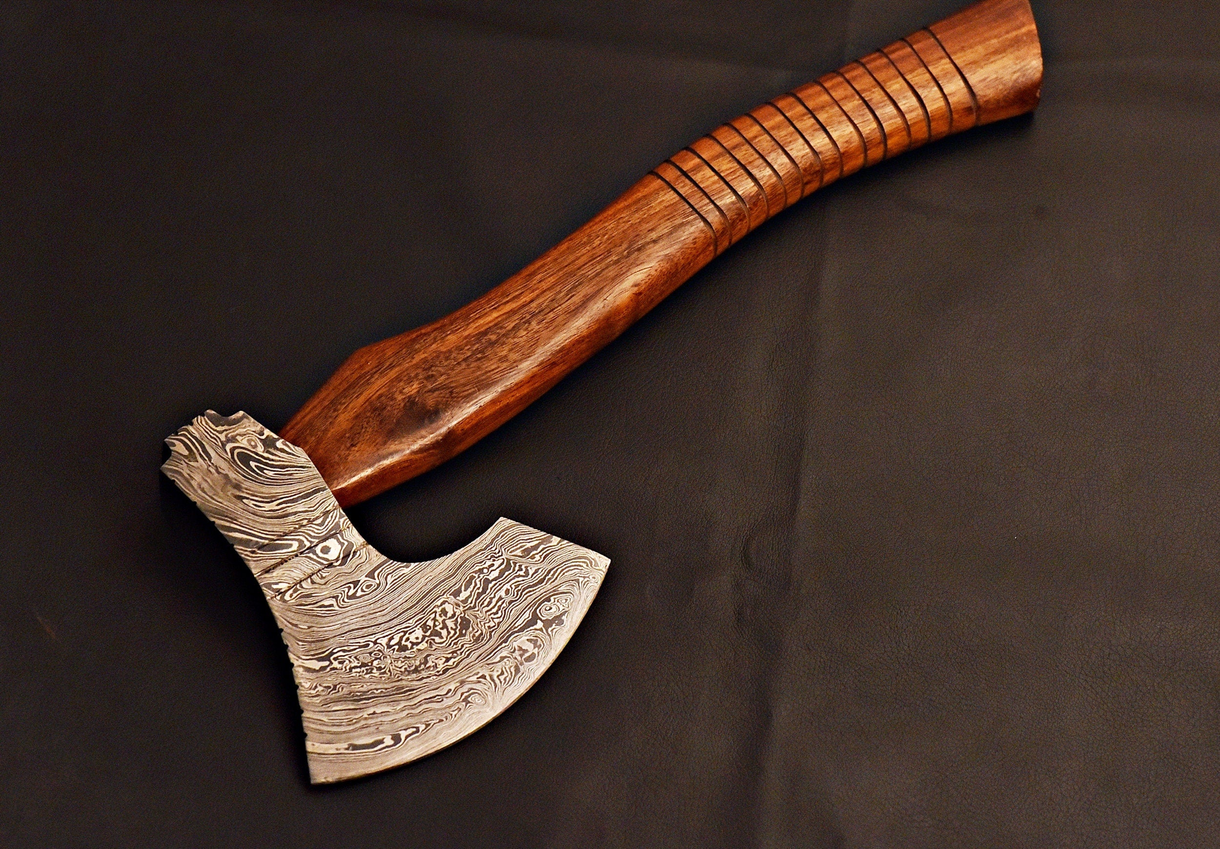 Handmade Damascus Steel SK Aaro Axe/ Tomahawk / Hatchet / Axe With Rose Wood