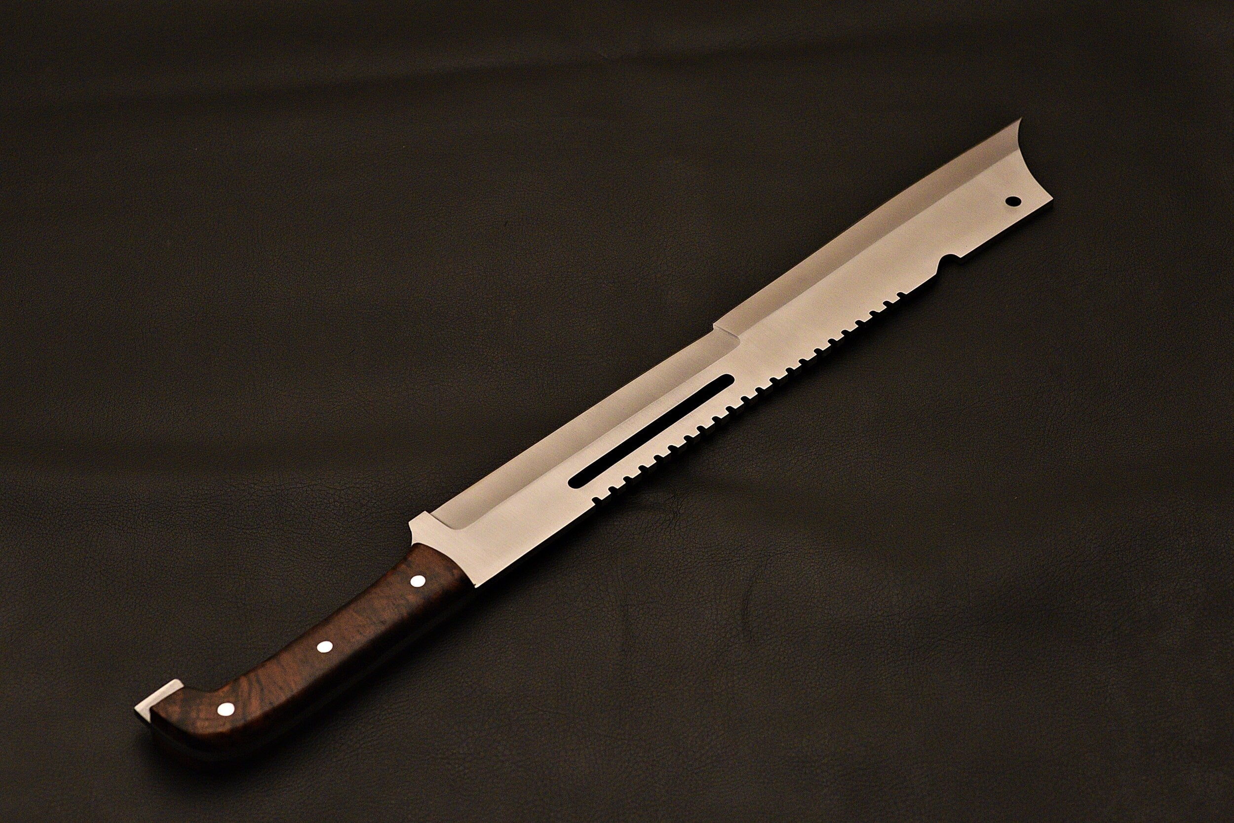 20'' Survivor Carbon Steel 1095 Fixed Blade W/Rose Wood Handle with Leather sheath