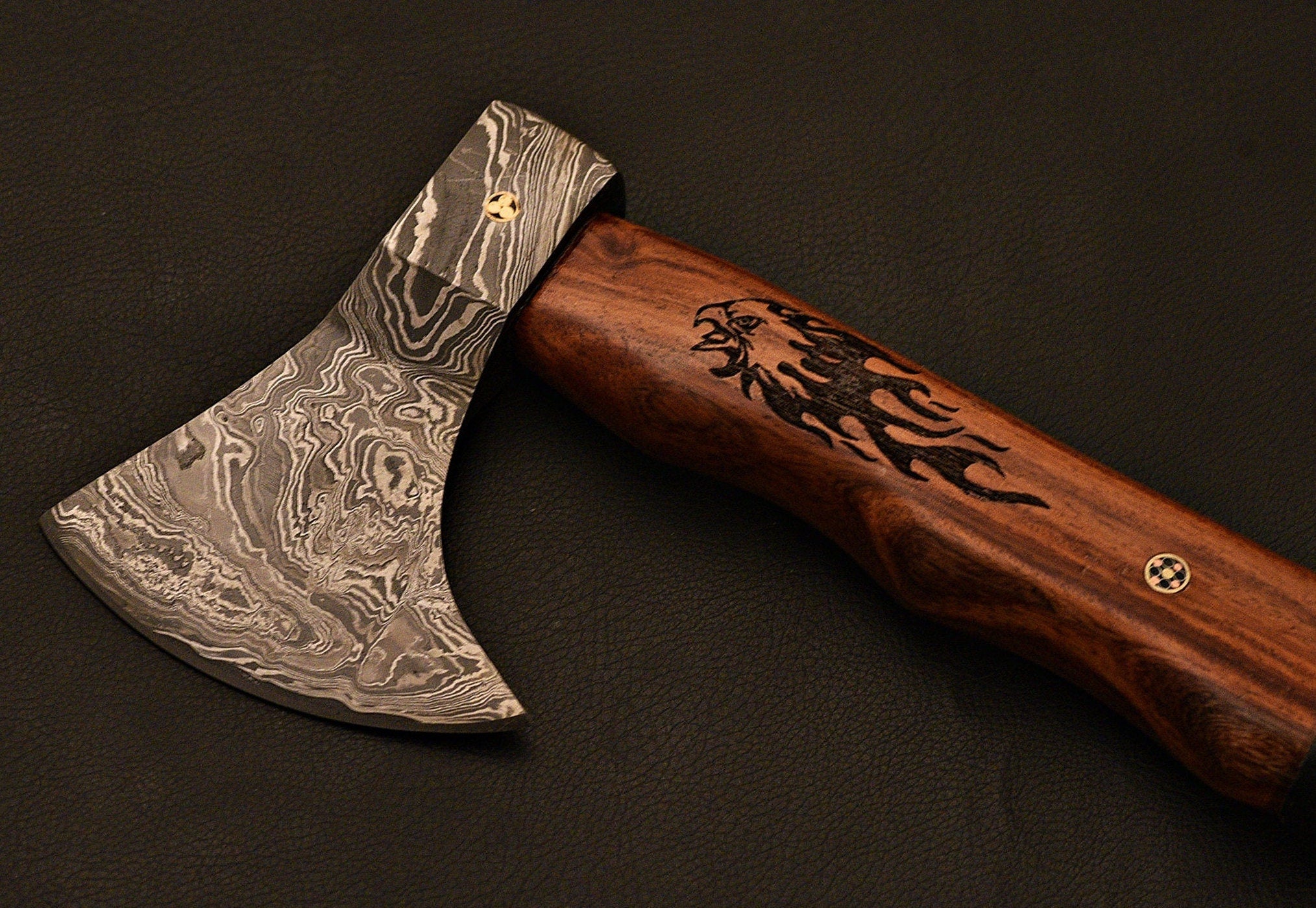 Handmade Damascus Steel Tomahawk / Axe / HS Axe / Hatchet / Axe With Rose Wood