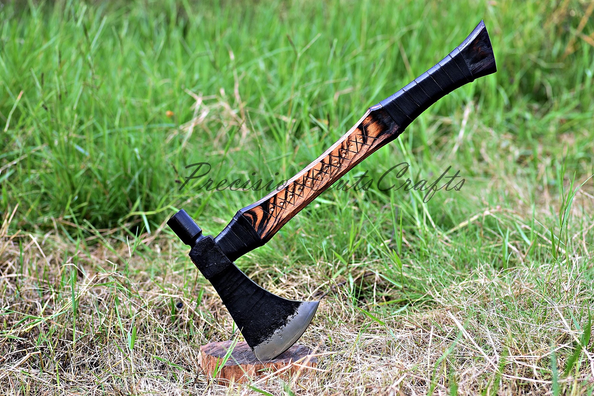 Viking Forged Axe, SK Axe - Dark Frog Axe, Personalized Hatchet, Tomahawk, Bearded Axe, Battle Axe, Everyday Carry Axe