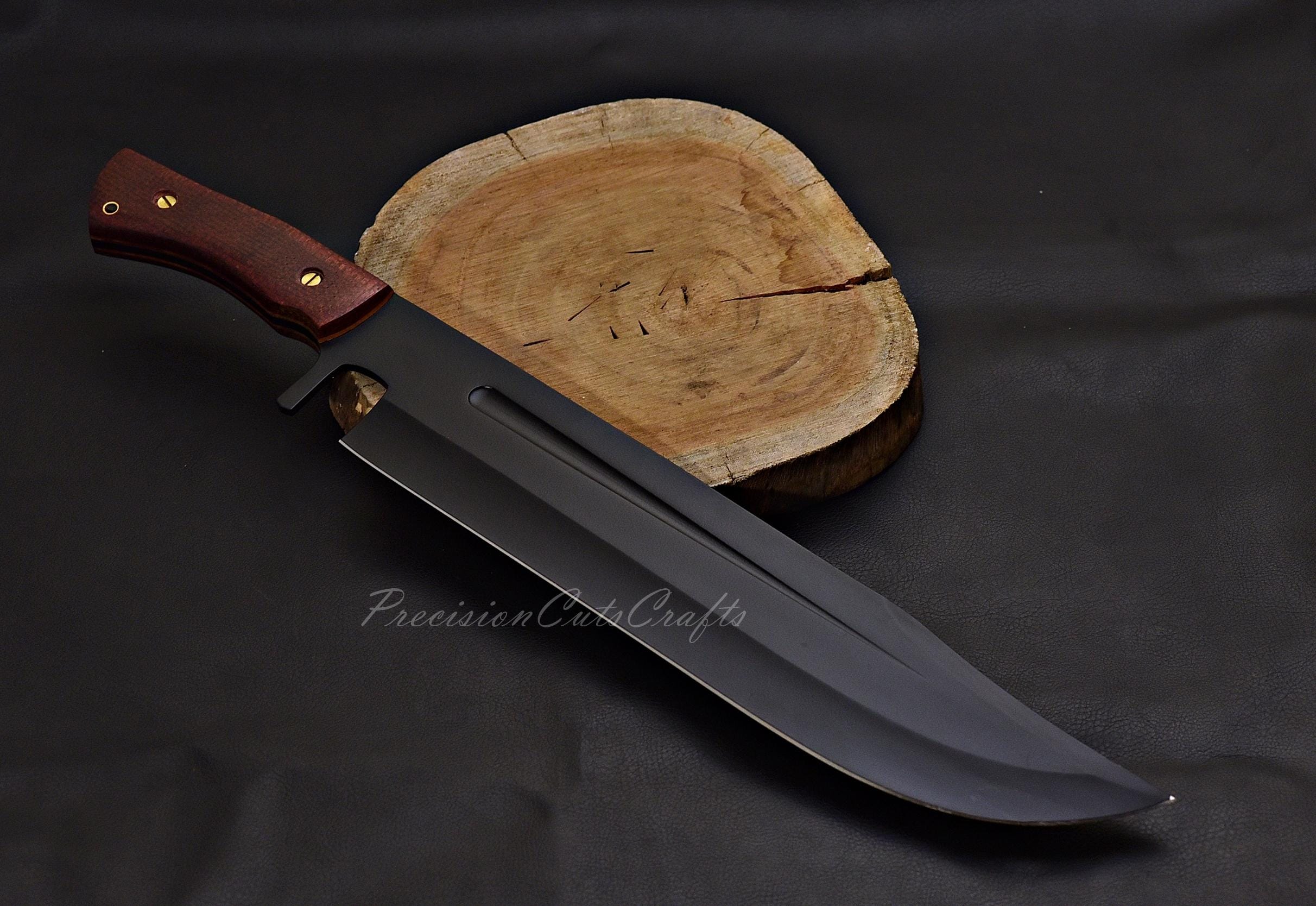 Bowie Knife, Survivor knife, German Steel Black Powder Coating CROCODILE Dundee Bowie knife, Father's Day Gift for him with leather cover