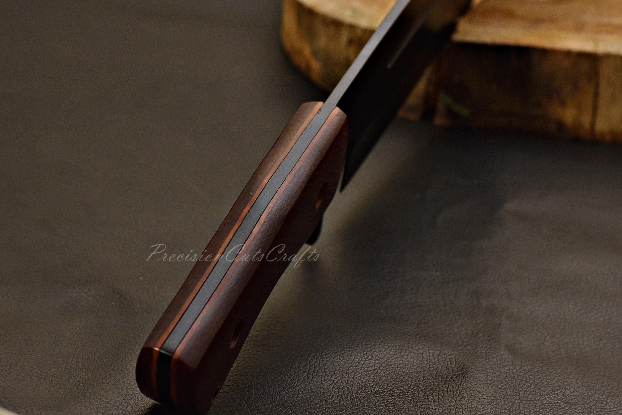 Bowie Knife, Survivor knife, German Steel Black Powder Coating CROCODILE Dundee Bowie knife, Father's Day Gift for him with leather cover