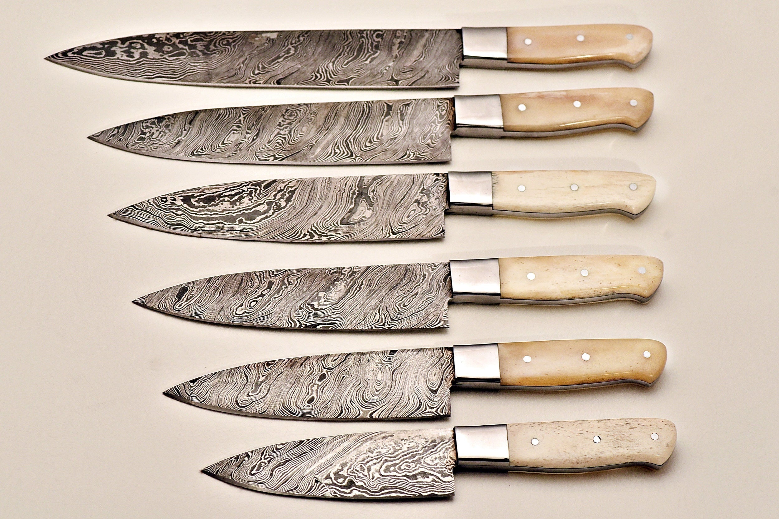 Handmade Damascus Chef Knife / Kitchen Knife / Dining Knife / Knife Set / Roll Bag