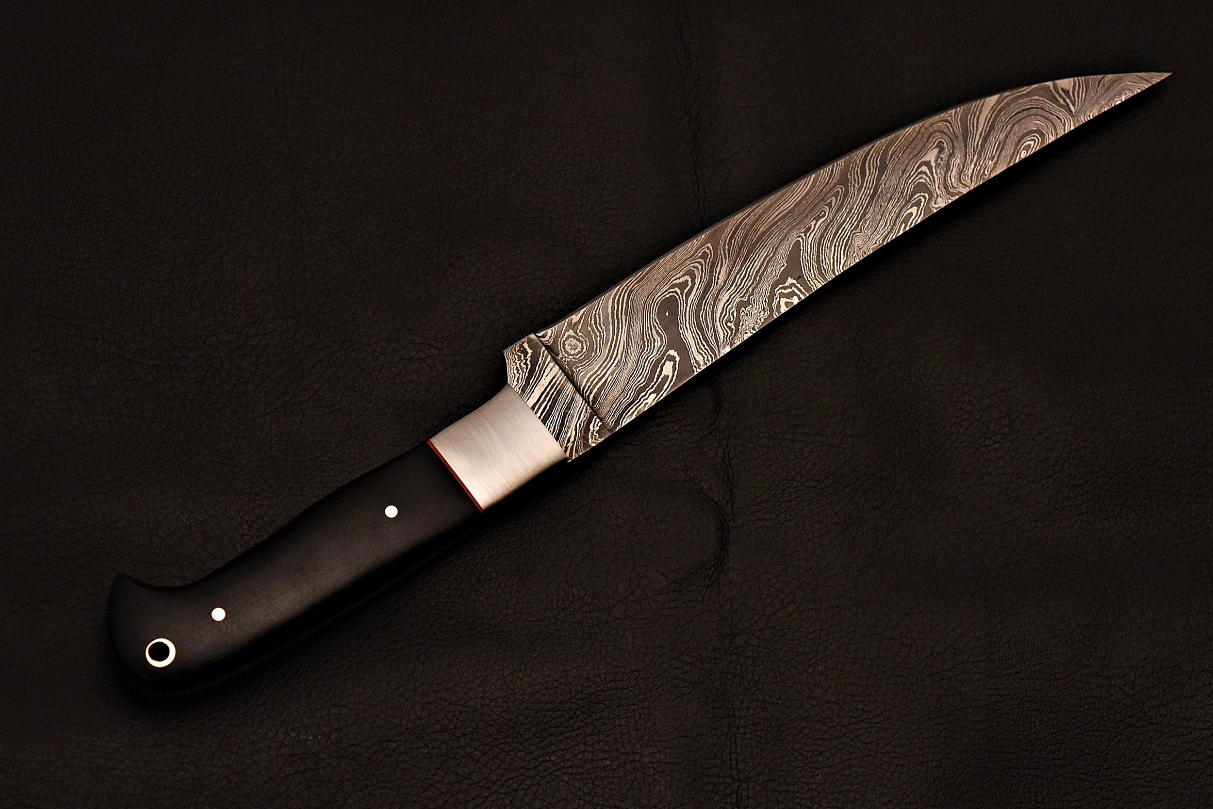 Handmade Damascus Chief Knife with Leather Sheath