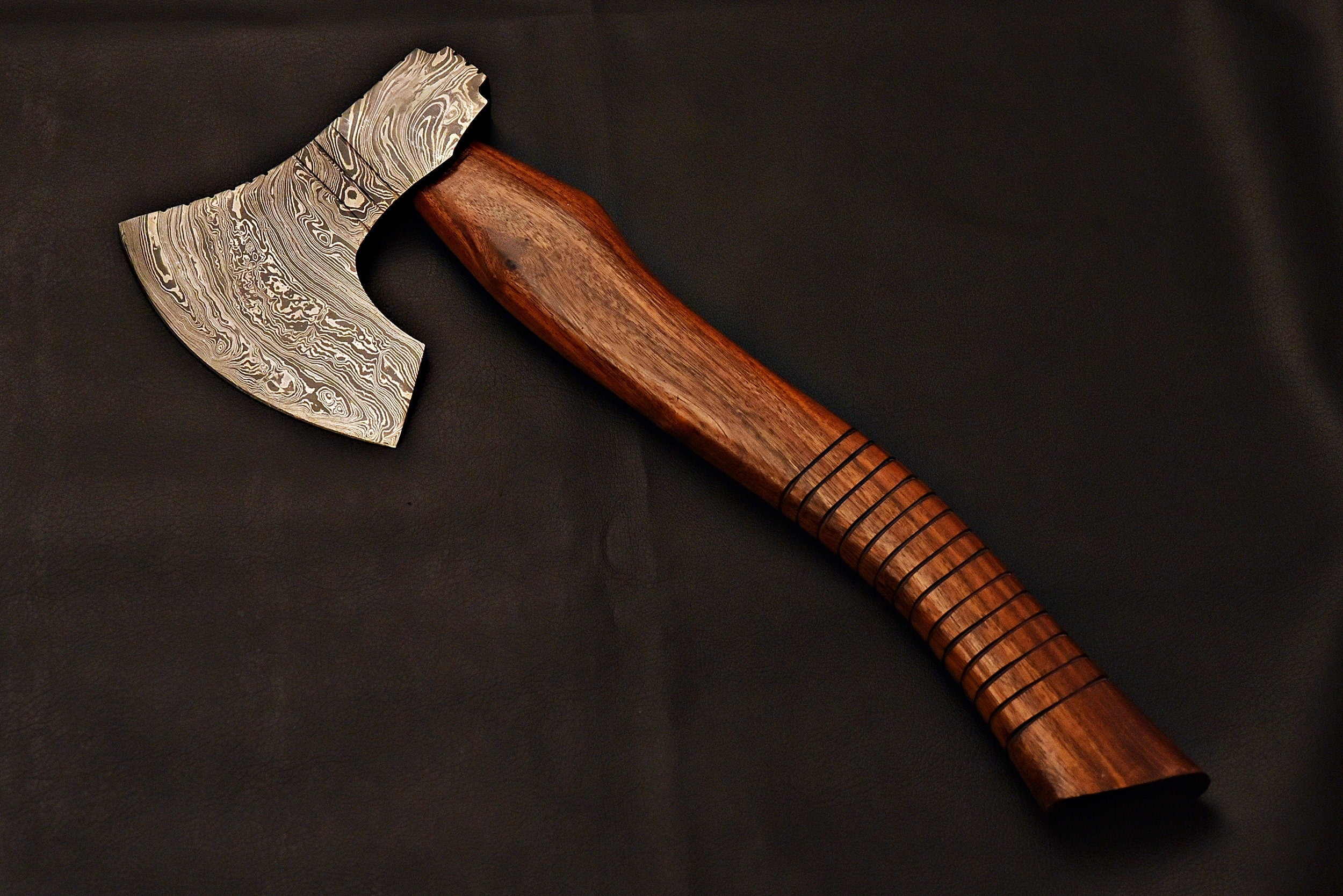 Handmade Damascus Steel SK Aaro Axe/ Tomahawk / Hatchet / Axe With Rose Wood