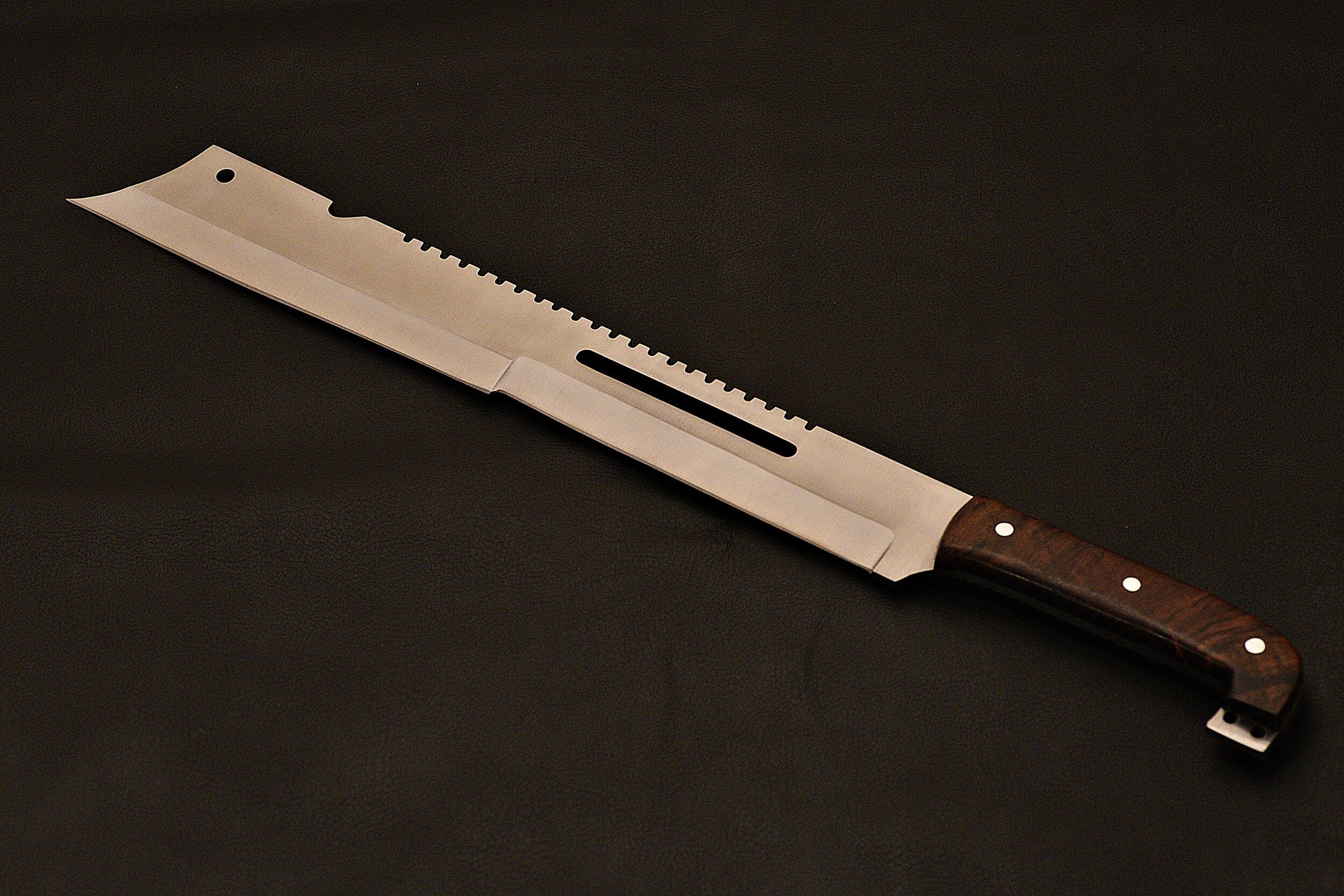 20'' Survivor Carbon Steel 1095 Fixed Blade W/Rose Wood Handle with Leather sheath
